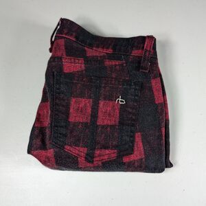 Rag & Bone Skinny Jeans Womens Size 25 Red Buffalo Plaid Zip Pocket